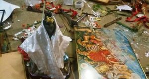 Australia : Hindu Temple in an old church building desecrated by Vandals